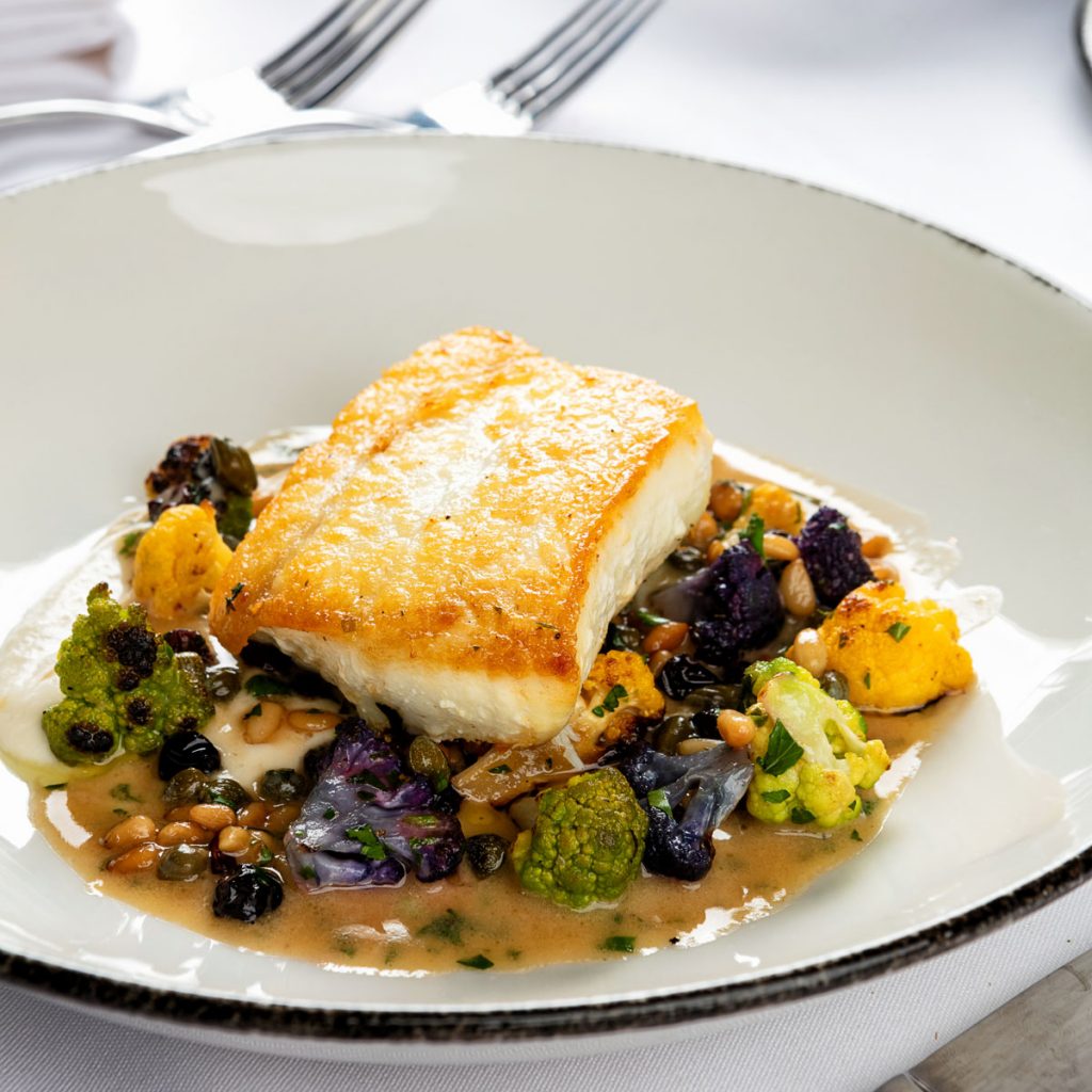 Maine halibut at Avalon Steak & Seafood. Photo by Papp Photo