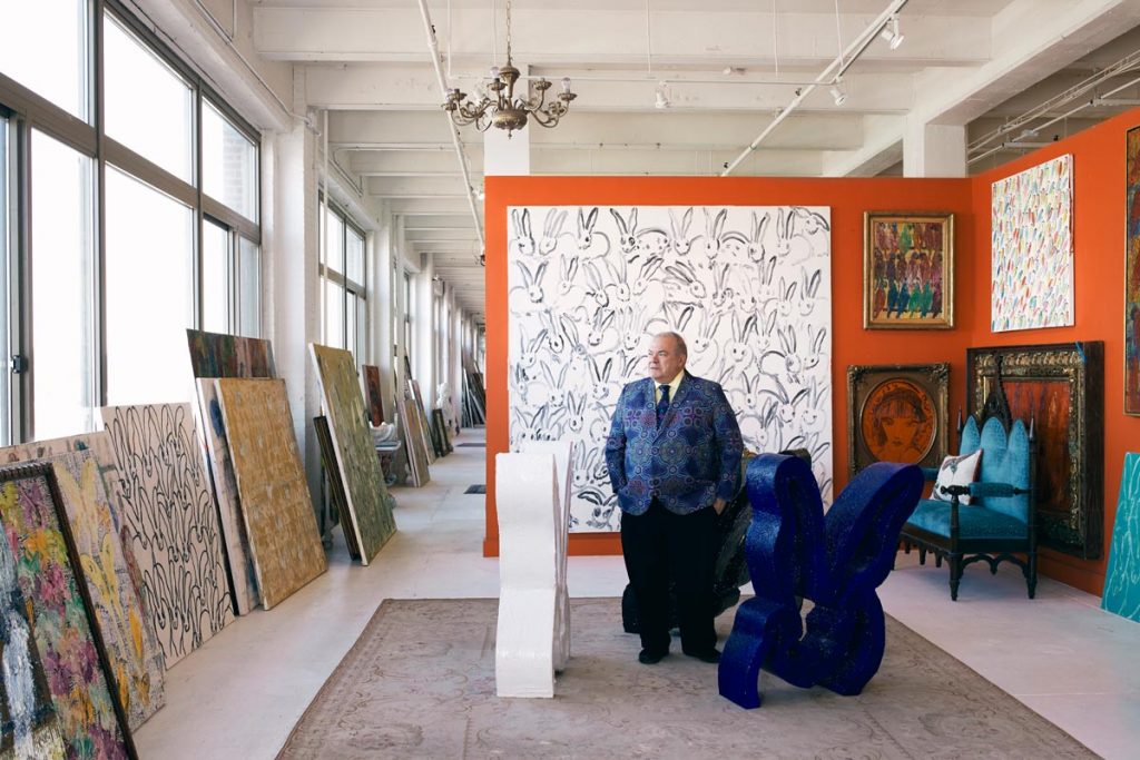 Artist Hunt Slonem with his iconic works. Photo by Brandon Schulman Photography 1