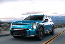 The Kia EV9 SUV offers up to 304 miles of range with the available 99.8kWh battery pack