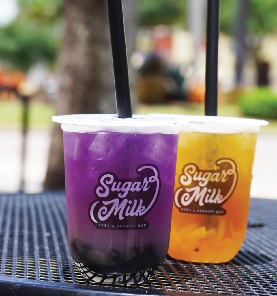 Butterfly Pea Lemonade–Flavored Iced Tea with Tapioca Boba, Sugar Milk Boba & Dessert, Boynton Beach, Boca Raton