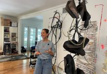 Artist Hodaya Louis discusses her work during a residency at the Norton Museum of Art. Photo courtesy of Norton Museum of Art