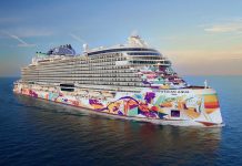 The 1,056-foot Norwegian Aqua Prima Plus Class megaship. Photo courtesy of Norwegian Cruise Line