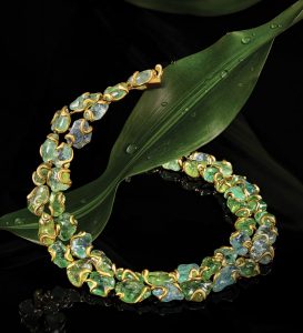 The Palm Beach Show boasts exquisite high jewelry creations, such as the Green Harmony necklace by Yvel. Photo courtesy of Yvel