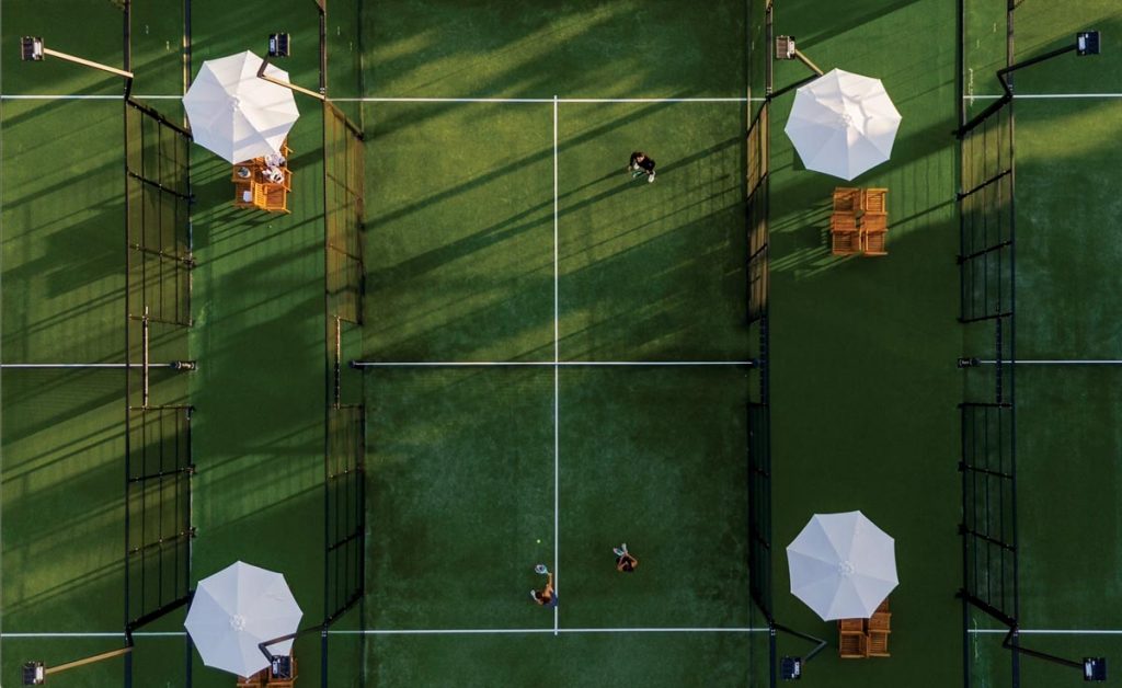 Reserve at The Seagate includes custom-designed courts that blend high-performance play with sleek aesthetics and a social spirit. Photo courtesy of The Seagate